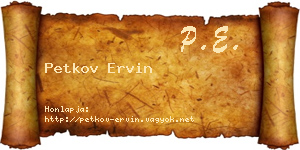 Petkov Ervin névjegykártya